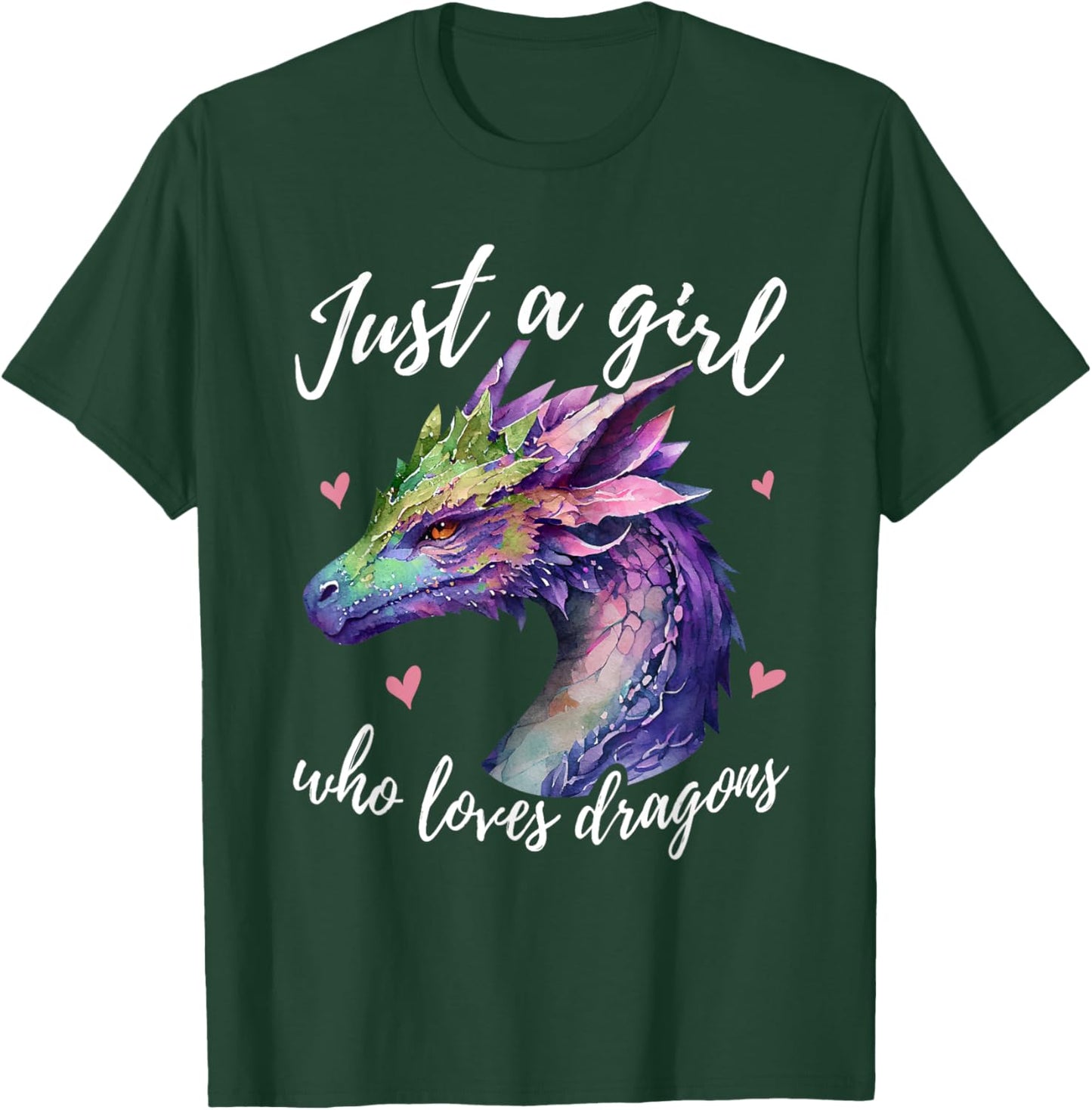 Just A Girl Who Loves Dragons - Cute Dragon Watercolor Art Small T-Shirt - T-Shirt | Forest