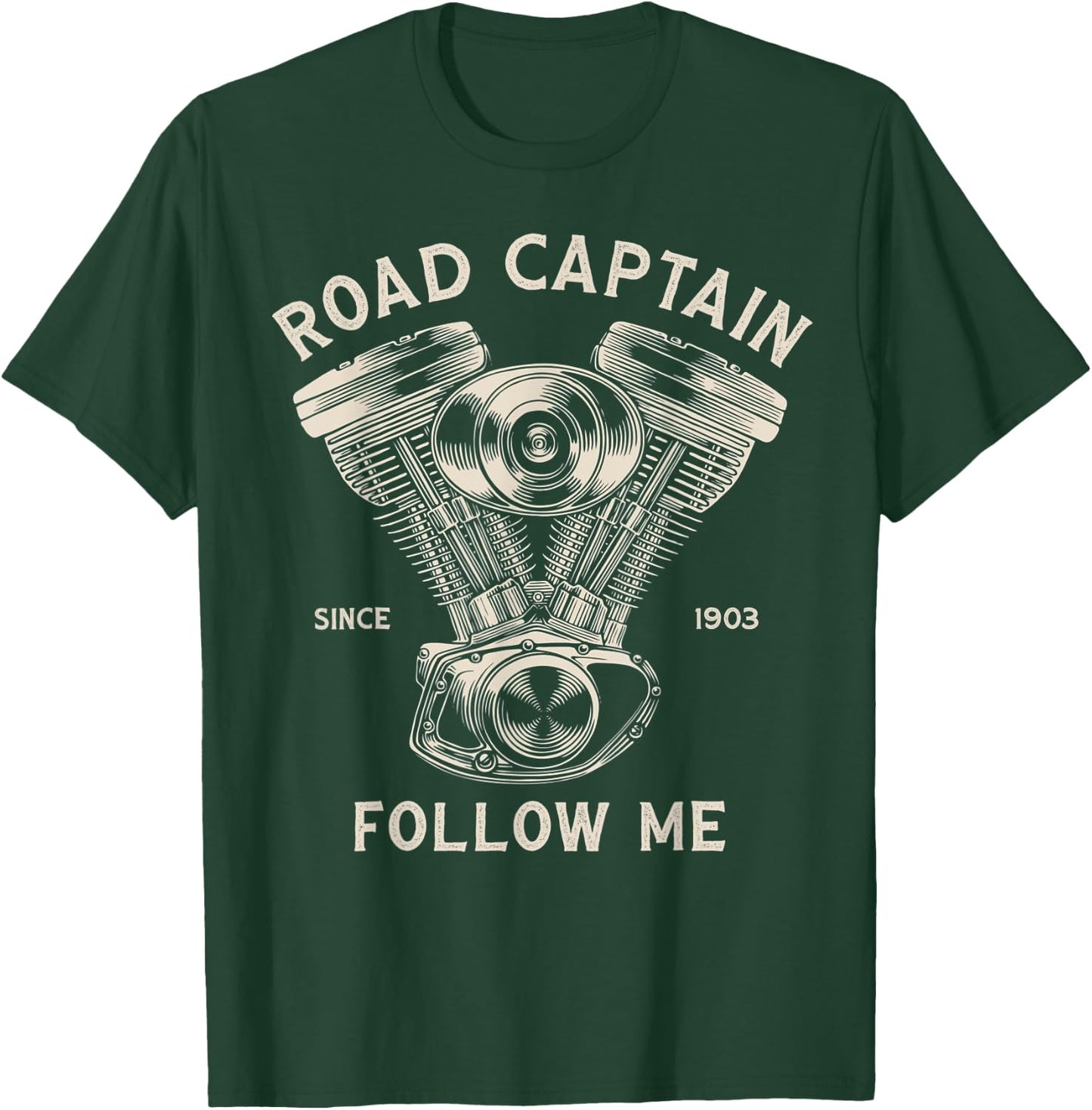 Road Captain Follow Me Motorcycle Club Leader Front Print T-Shirt - T-Shirt | Forest