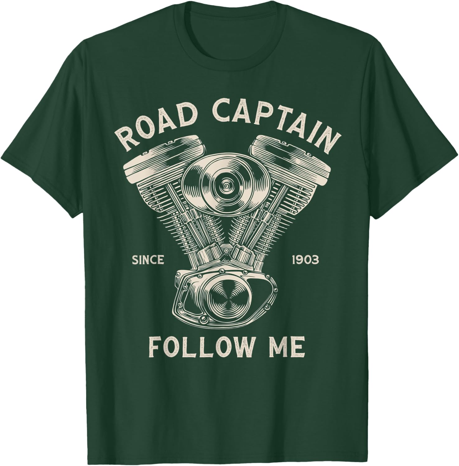 Road Captain Follow Me Motorcycle Club Leader Front Print T-Shirt - T-Shirt | Forest