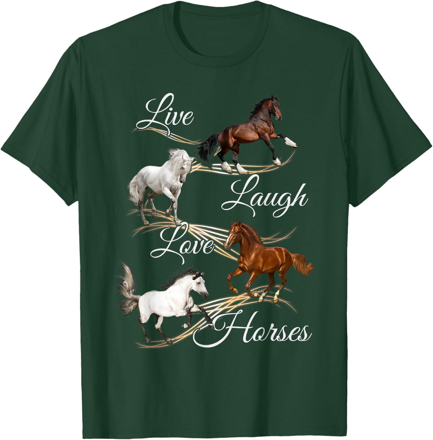 Live Laugh Love Horses T-Shirt - T-Shirt | Forest