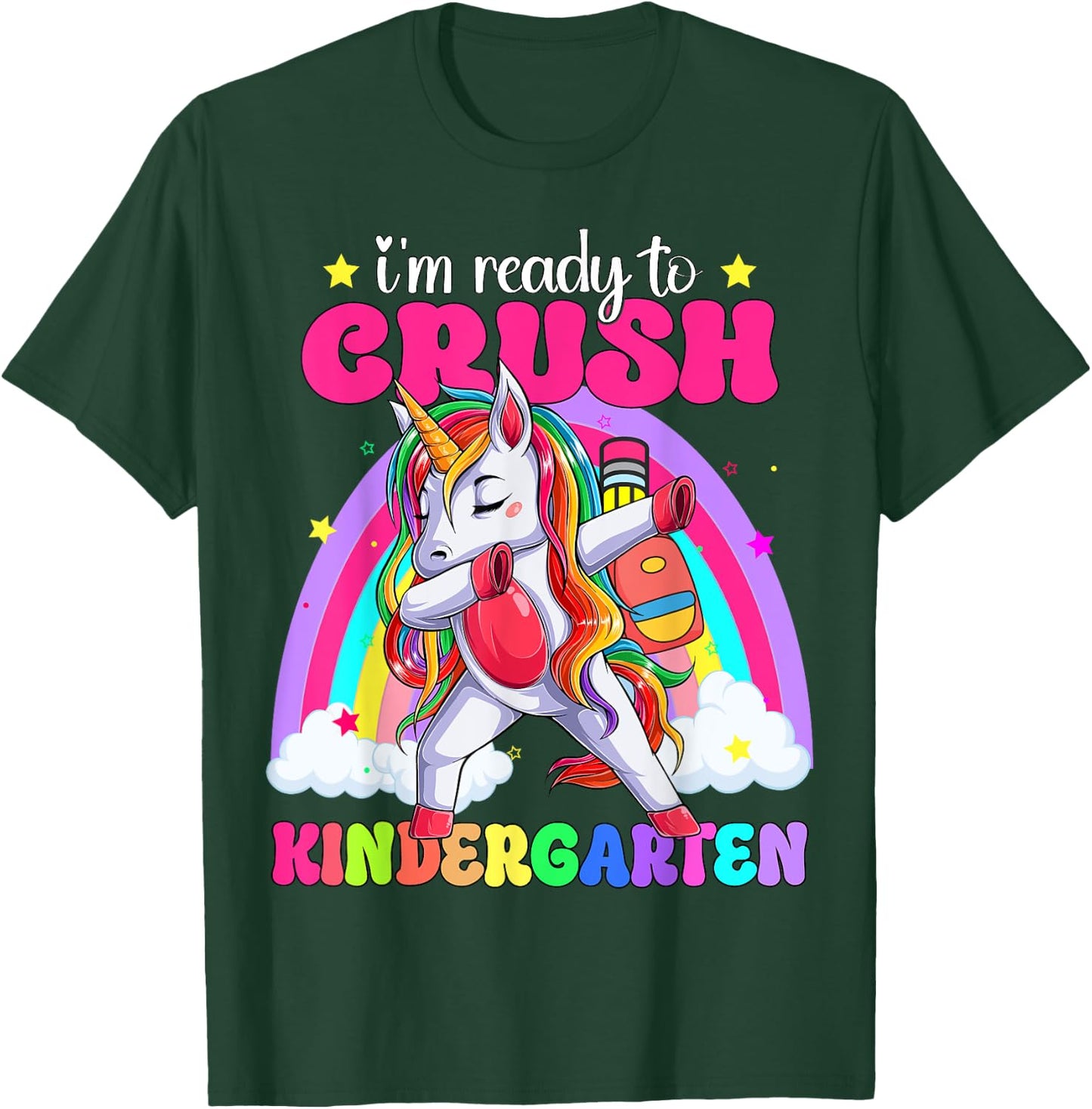 I'm Ready To Crush Kindergarten Unicorn Back To School Girls T-Shirt - T-Shirt | Forest
