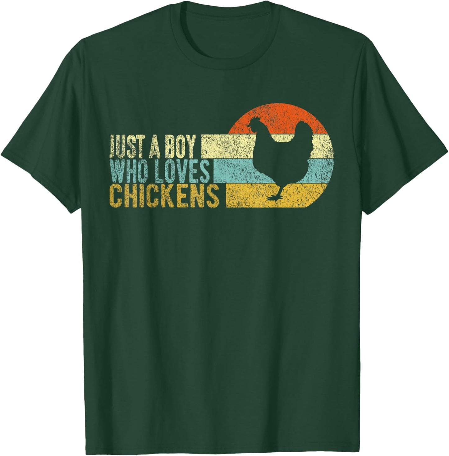 Just A Boy Who Loves Chickens Funny Chicken Lover Retro T-Shirt - T-Shirt | Forest