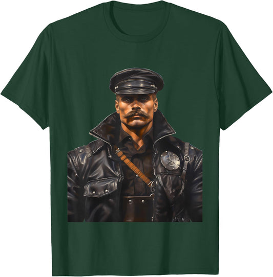 Gay Muscle Daddy Bear Pride Leather Gay Biker T-Shirt - T-Shirt | Forest