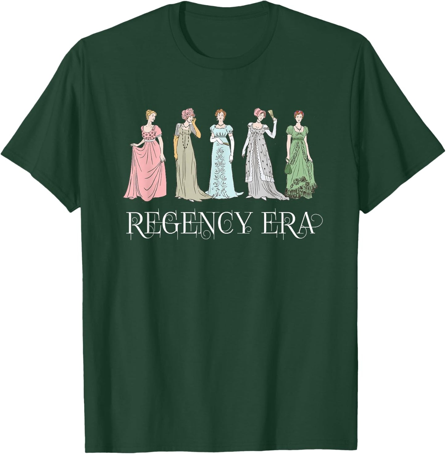 Jane Austen Book Club Vintage Regency Era Fashion Style T-Shirt - T-Shirt | Forest
