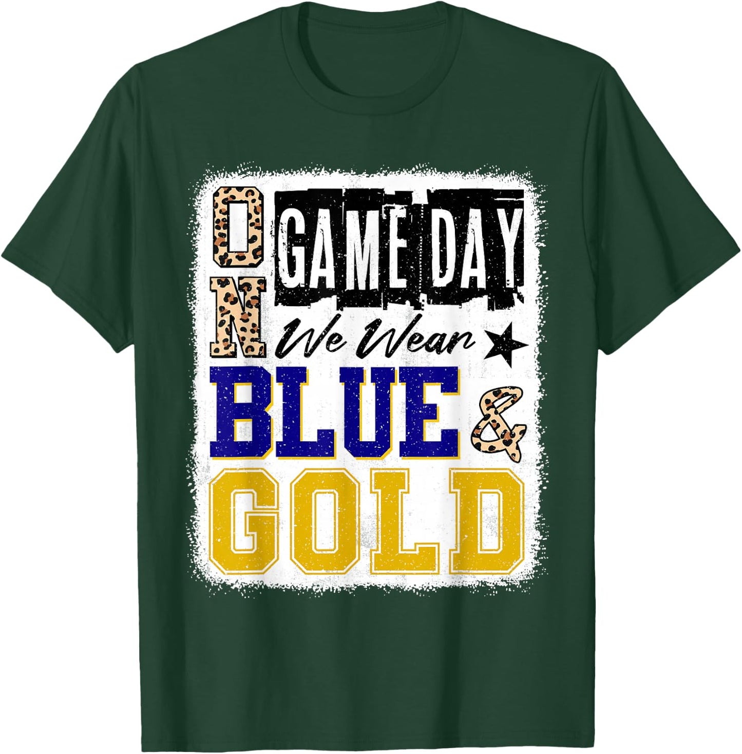 On Gameday Football We Wear Blue And Gold School Spirit T-Shirt - T-Shirt | Forest