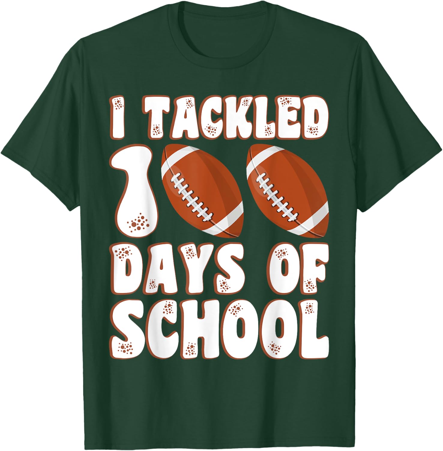 100 Day Of School I Tackled 100 Days Of School Boys Football T-Shirt - T-Shirt | Forest