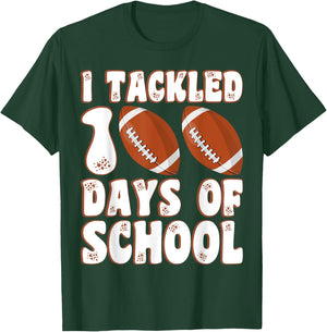 100 Day Of School I Tackled 100 Days Of School Boys Football T-Shirt - T-Shirt | Forest