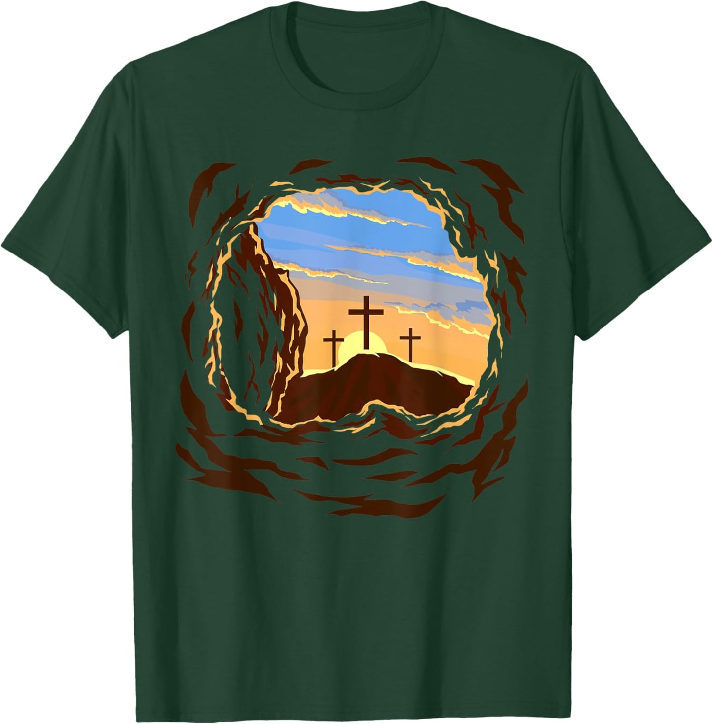 Resurrection Sunday Cross of Jesus Christ Empty Tomb Faith T-Shirt - T-Shirt | Forest