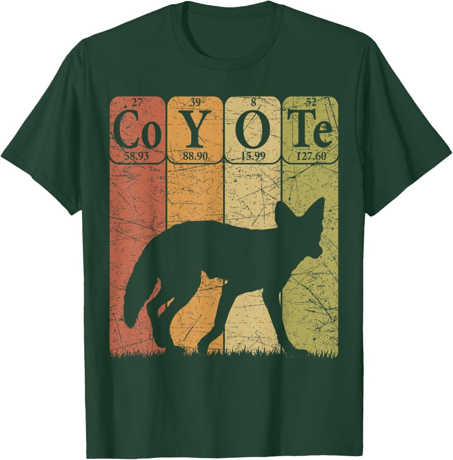 Coyote Periodic Table Elements Wild Animal Coyote Vintage T-Shirt - T-Shirt | Forest
