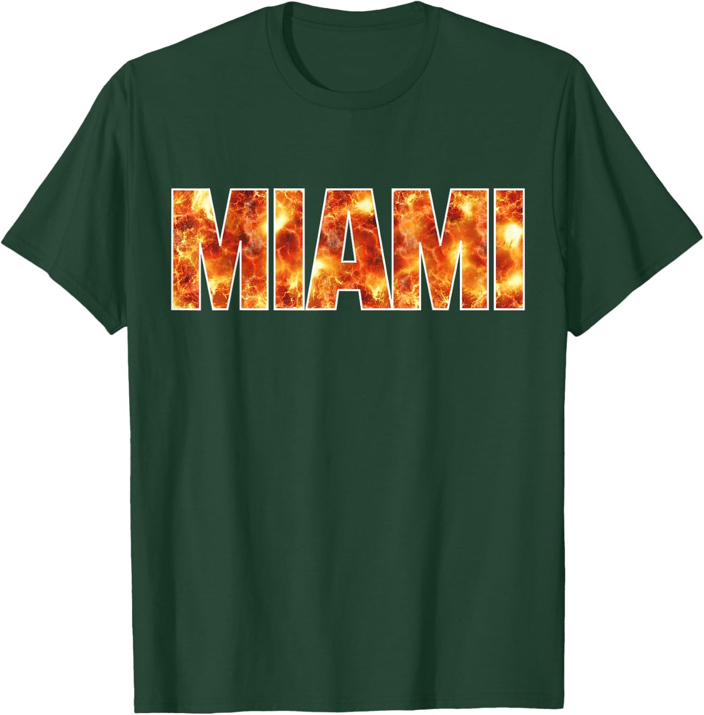 Miami Flames Font Florida USA T-Shirt - T-Shirt | Forest