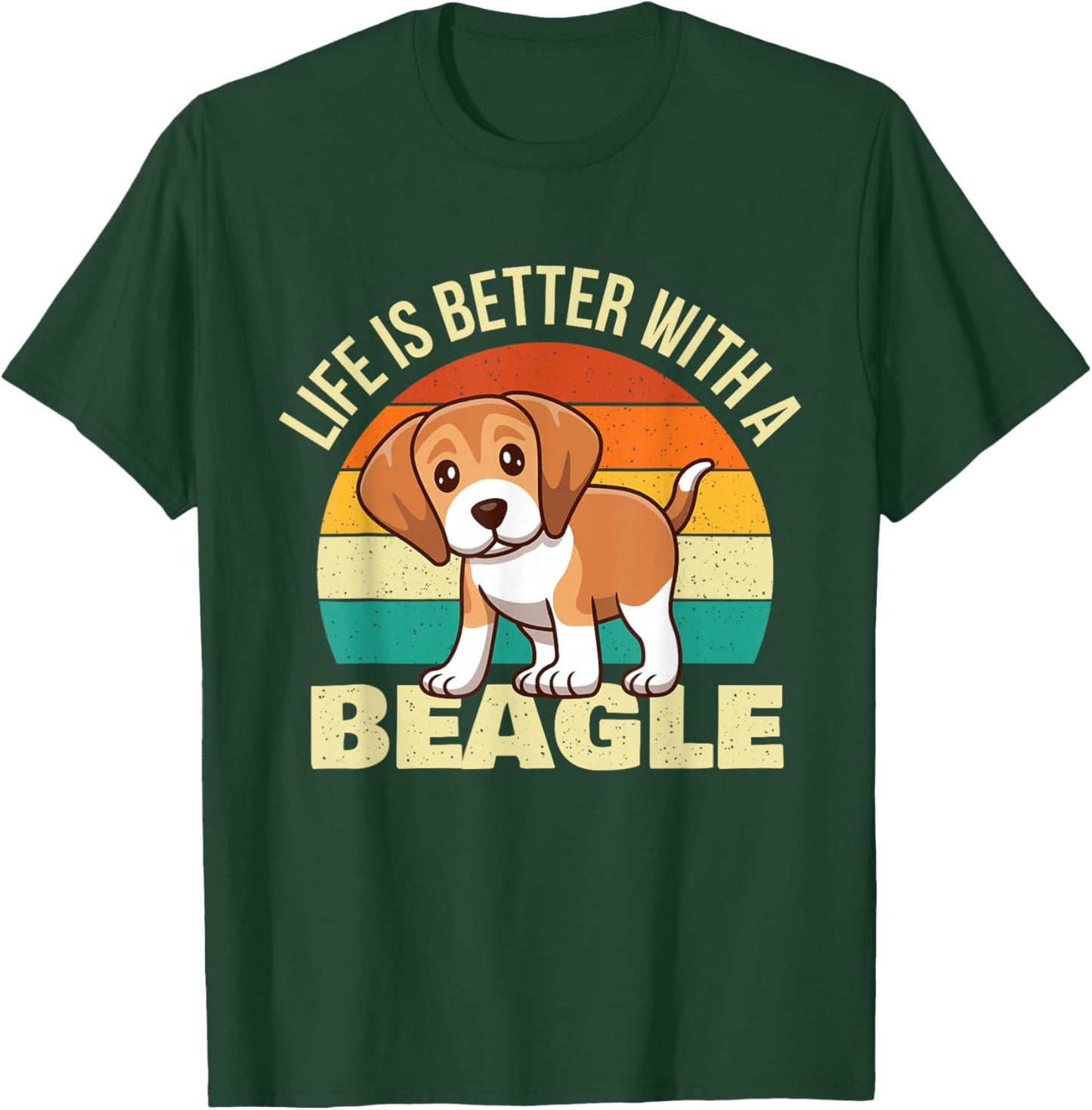 Life is Better with A Beagle - Retro Dog Lover Animal Lover Women Girls Kids T-Shirt - T-Shirt | Forest
