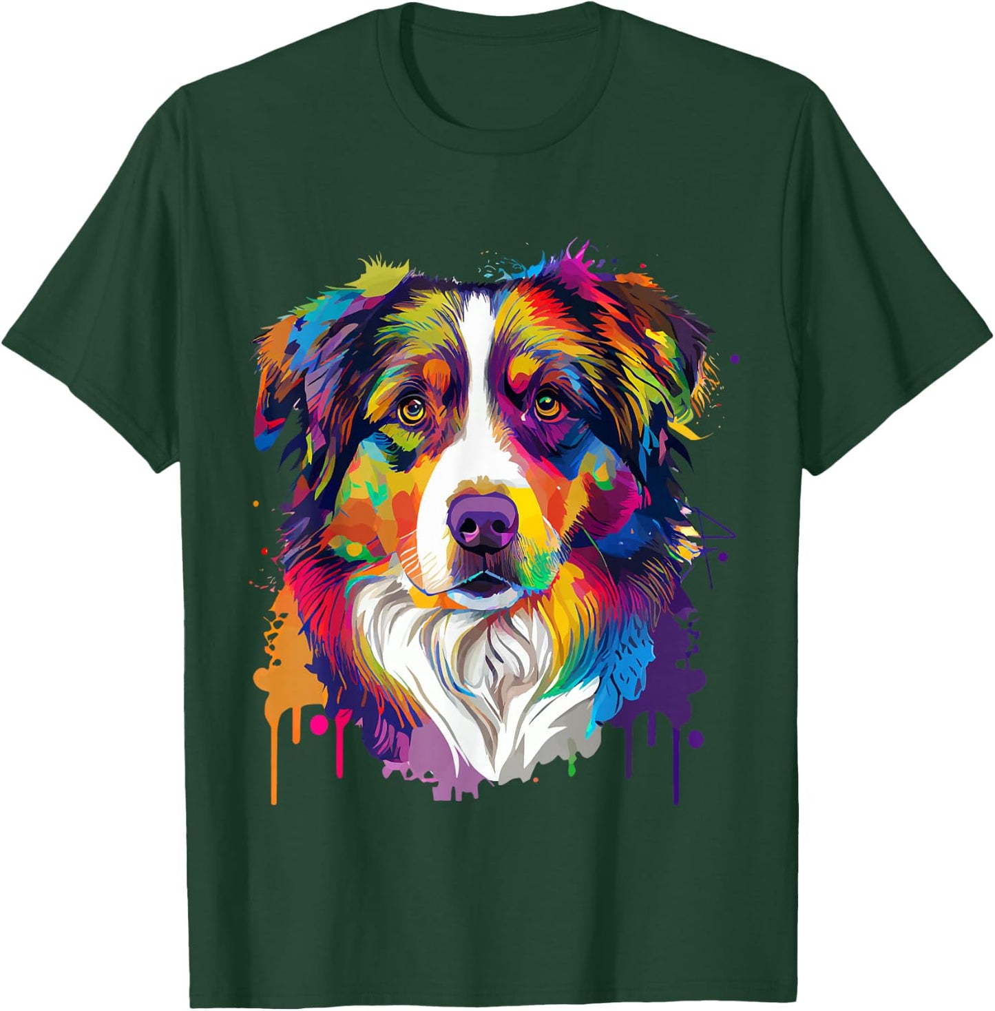 Colorful Australian Shepherd Pop Art Tie Dye Tri Color T-Shirt - T-Shirt | Forest
