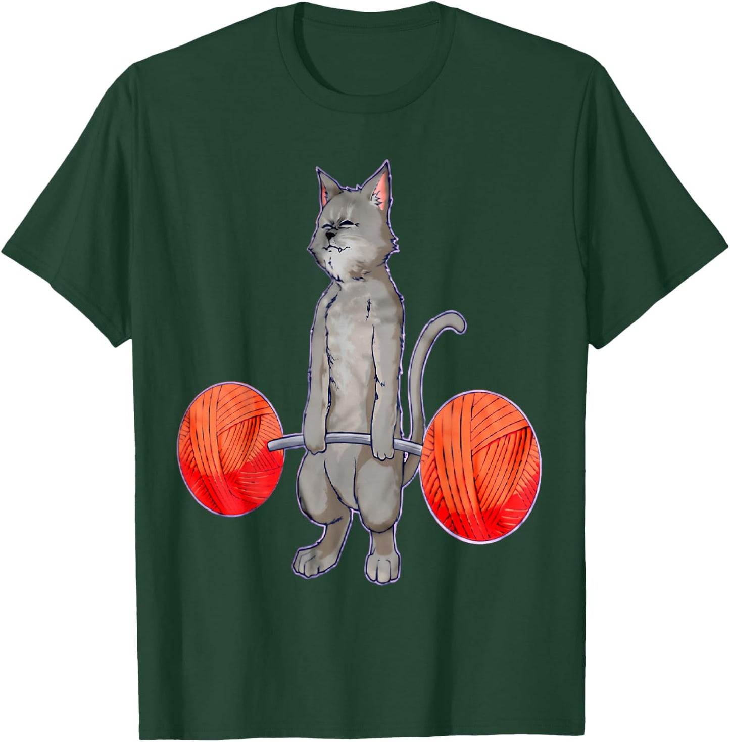 Deadlifting Grey Cat Weightlifting Bodybuilding Fitness Gym T-Shirt - T-Shirt | Forest