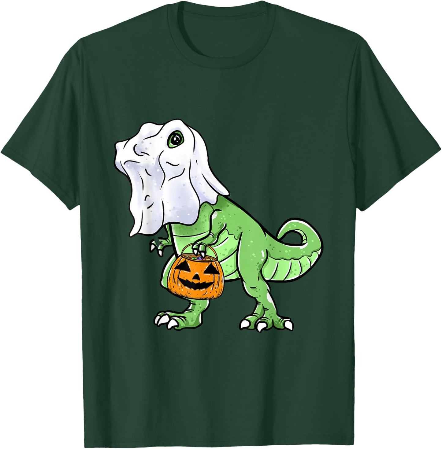 Halloween T Rex Dinosaur Ghost Trick or Treat for Kids Boys T-Shirt - T-Shirt | Forest