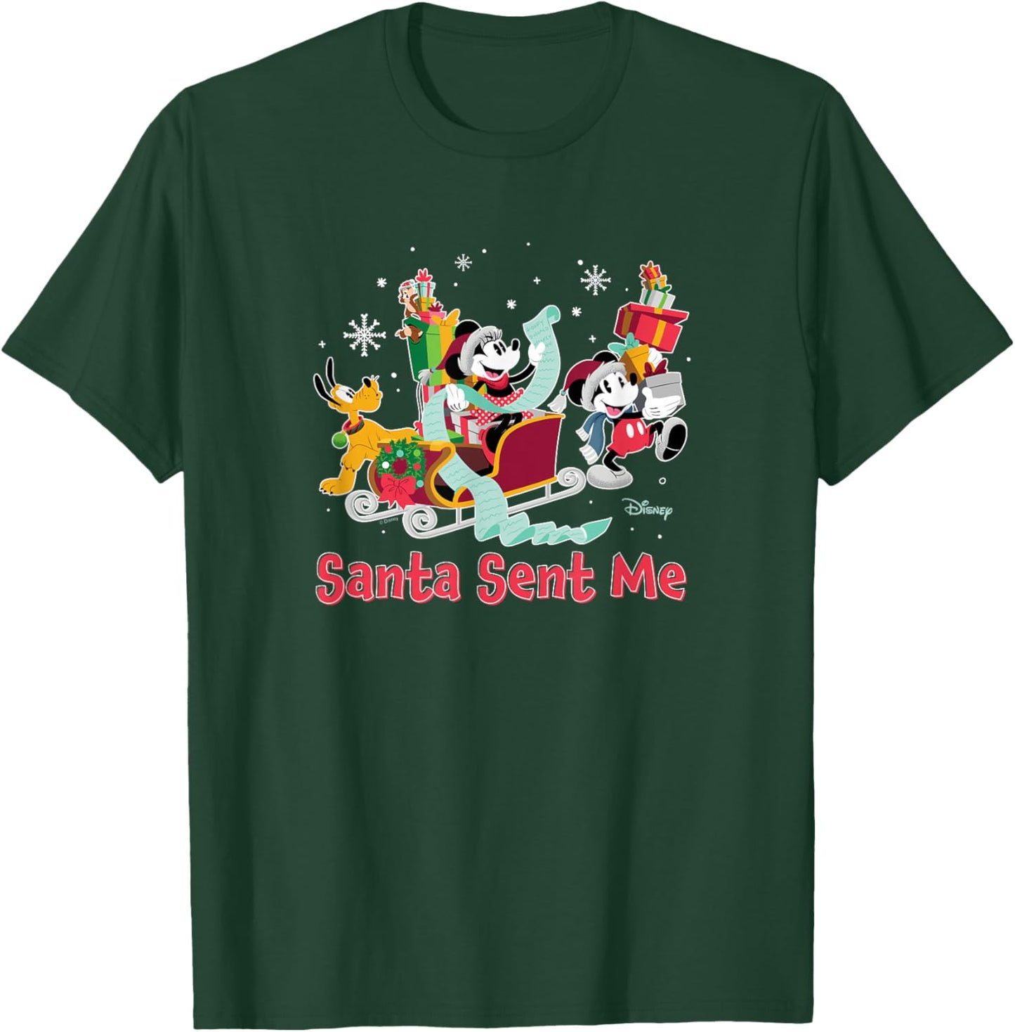 Disney - Mickey Minnie Pluto Santa Sent Me T-Shirt - T-Shirt | Forest