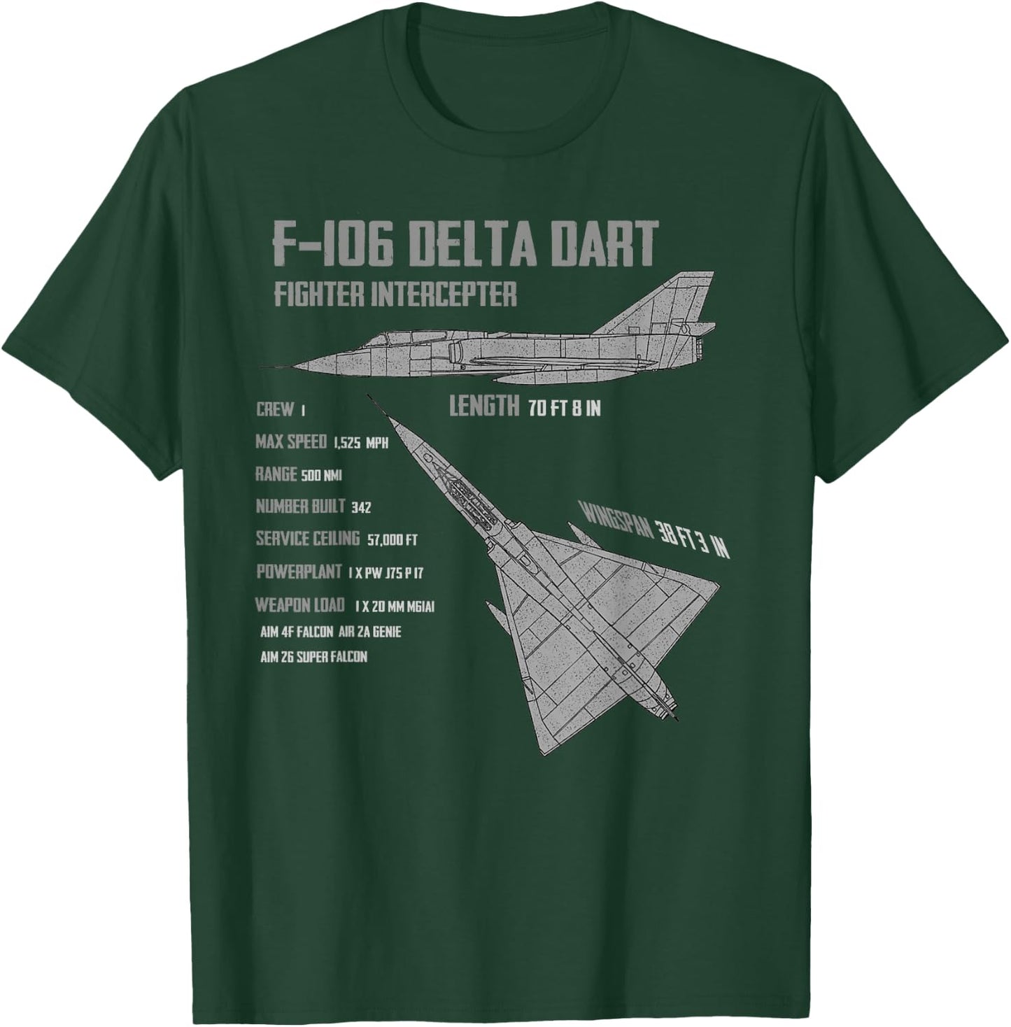 F-106 Delta Dart - Men, Boys - Black - Short Sleeve - Classic Fit - Cotton, Polyester - Small T-Shirt - T-Shirt | Forest