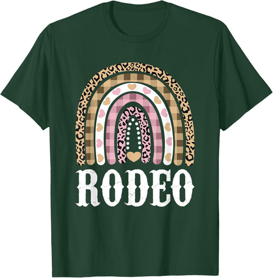 Cowgirl Outfit Women Cowboy Rainbow Leopard Western Rodeo T-Shirt - T-Shirt | Forest