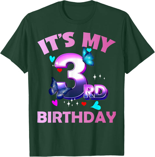 Butterflies - Girls and Boys - It´s My 3rd Birthday T-Shirt - T-Shirt | Forest