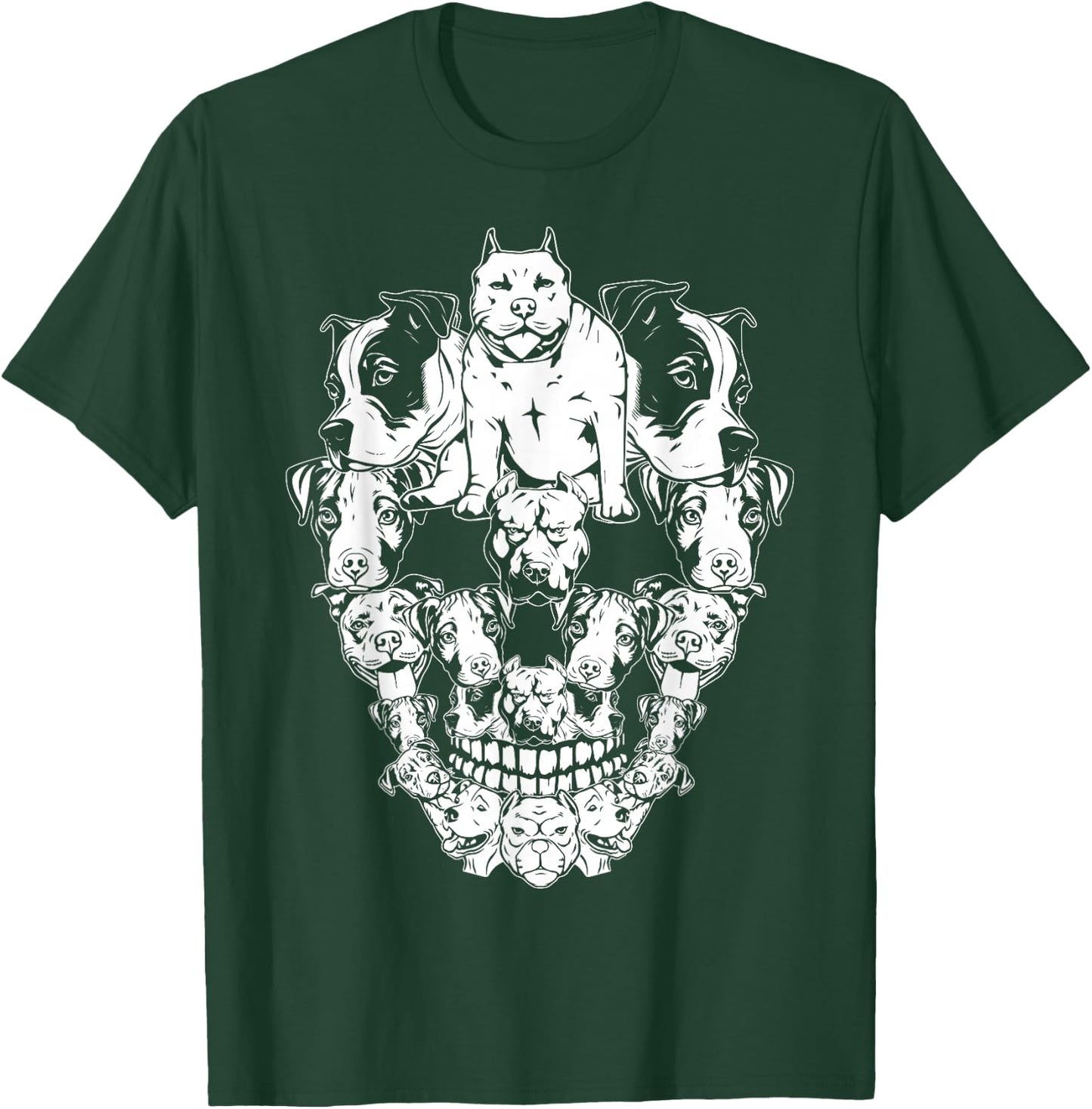 Halloween Pitbull Skull Skeleton Pitbull Dog Costume Spooky Women Kids T-Shirt - T-Shirt | Forest