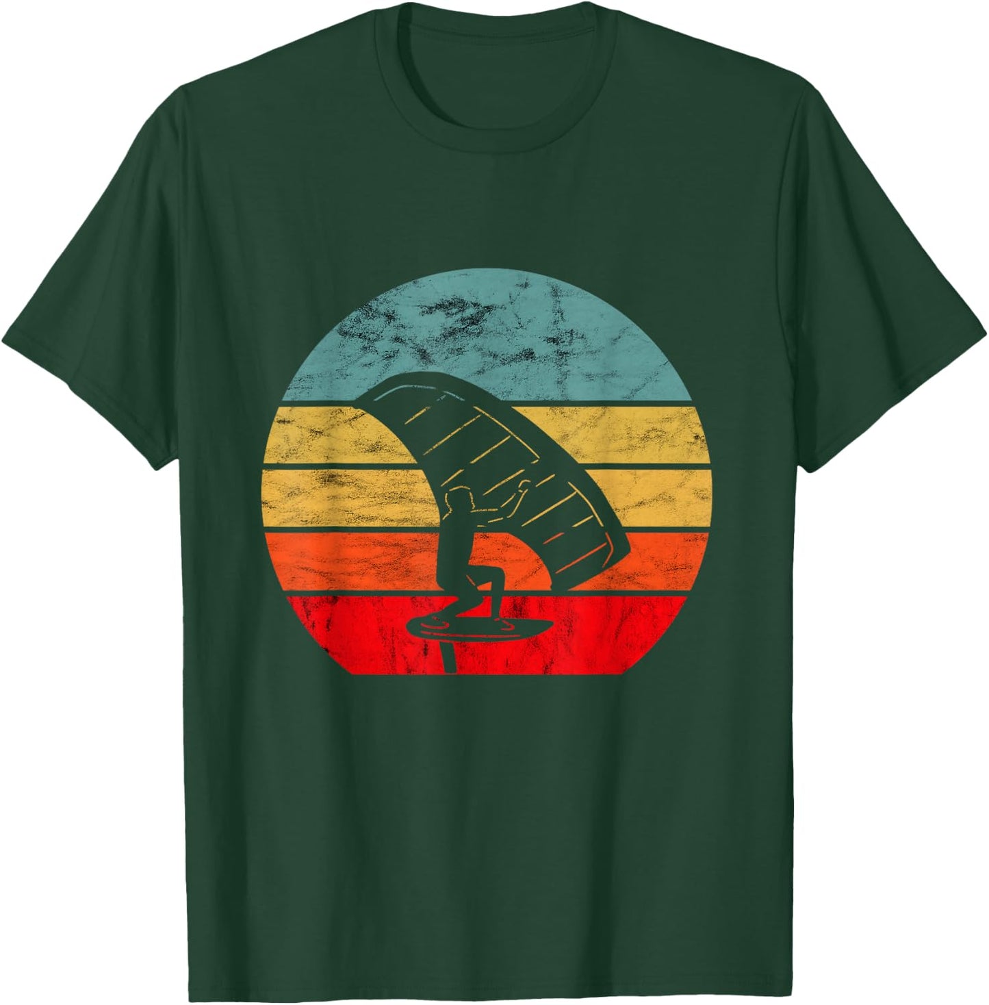 Foil Vintage Retro Foiler Electric Hydrofoil Surfboard T-Shirt - T-Shirt | Forest