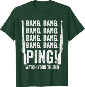 M1 Garand Rifle Bang Ping Funny WW2 WWII Army 30-06 T-Shirt - T-Shirt | Forest
