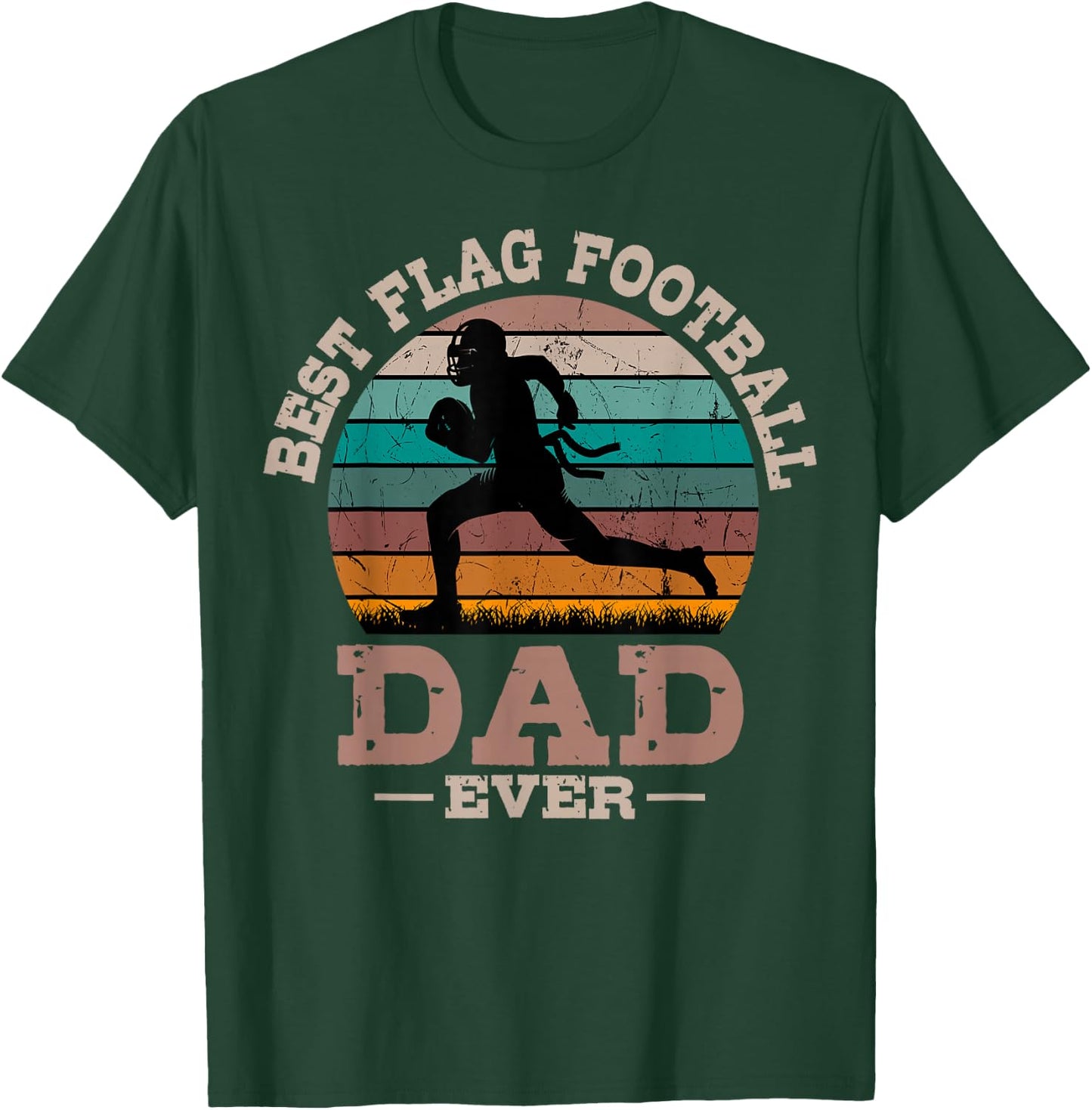Flag Football Dad Retro Vintage Sport Ball Father's Day T-Shirt - T-Shirt | Forest