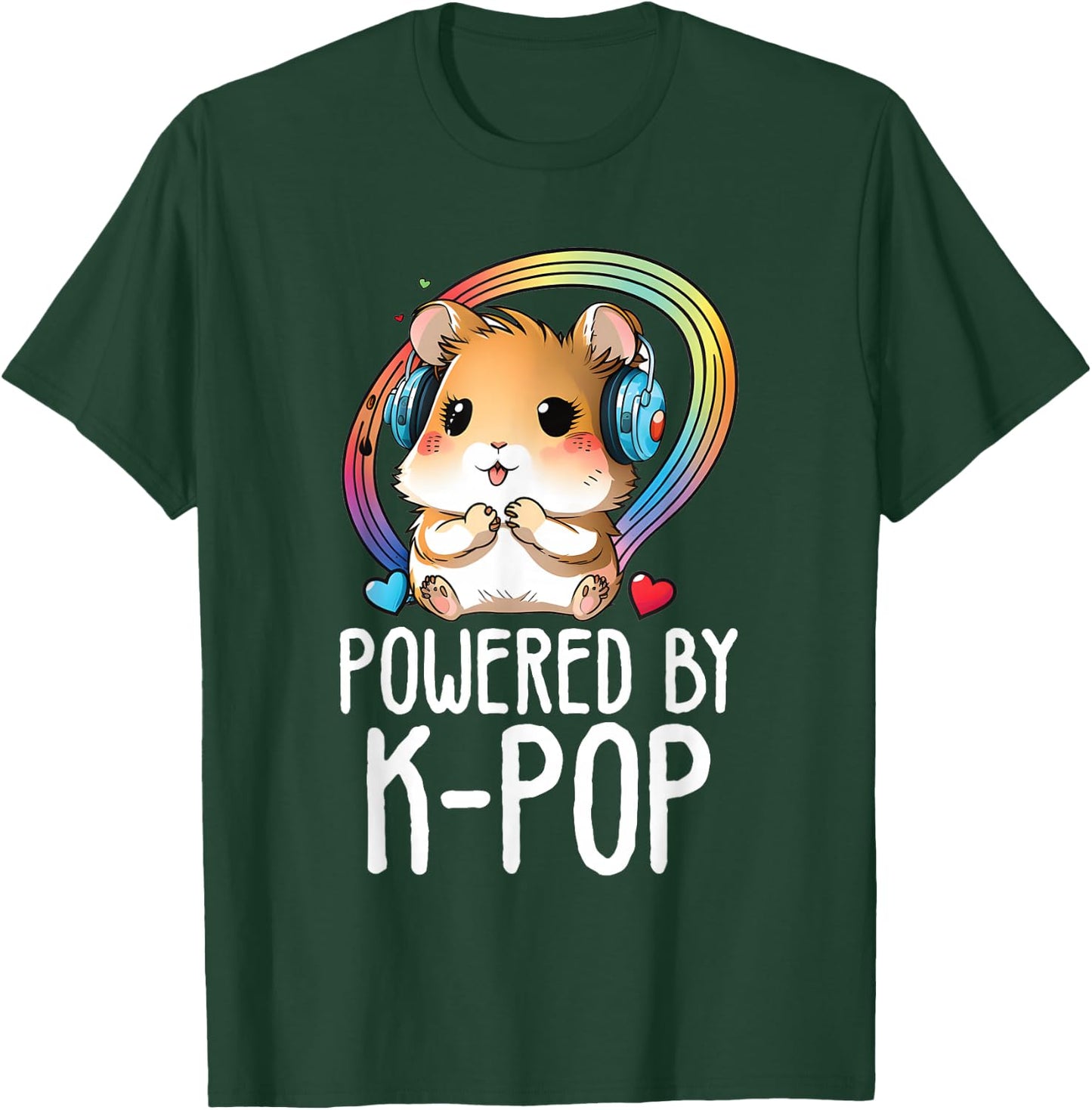Powered By Kpop Hamster Merch K-pop Merchandise Fangirls T-Shirt - T-Shirt | Forest