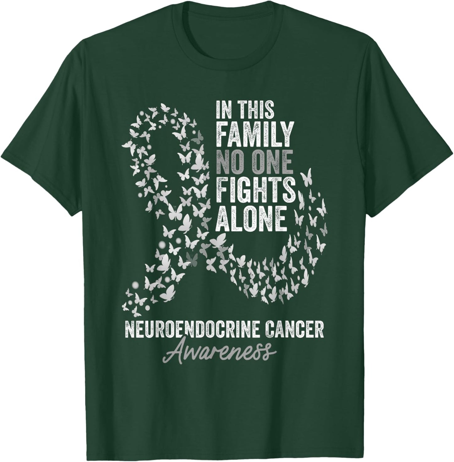 Neuroendocrine Cancer Awareness Month Butterflies Ribbon T-Shirt - T-Shirt | Forest