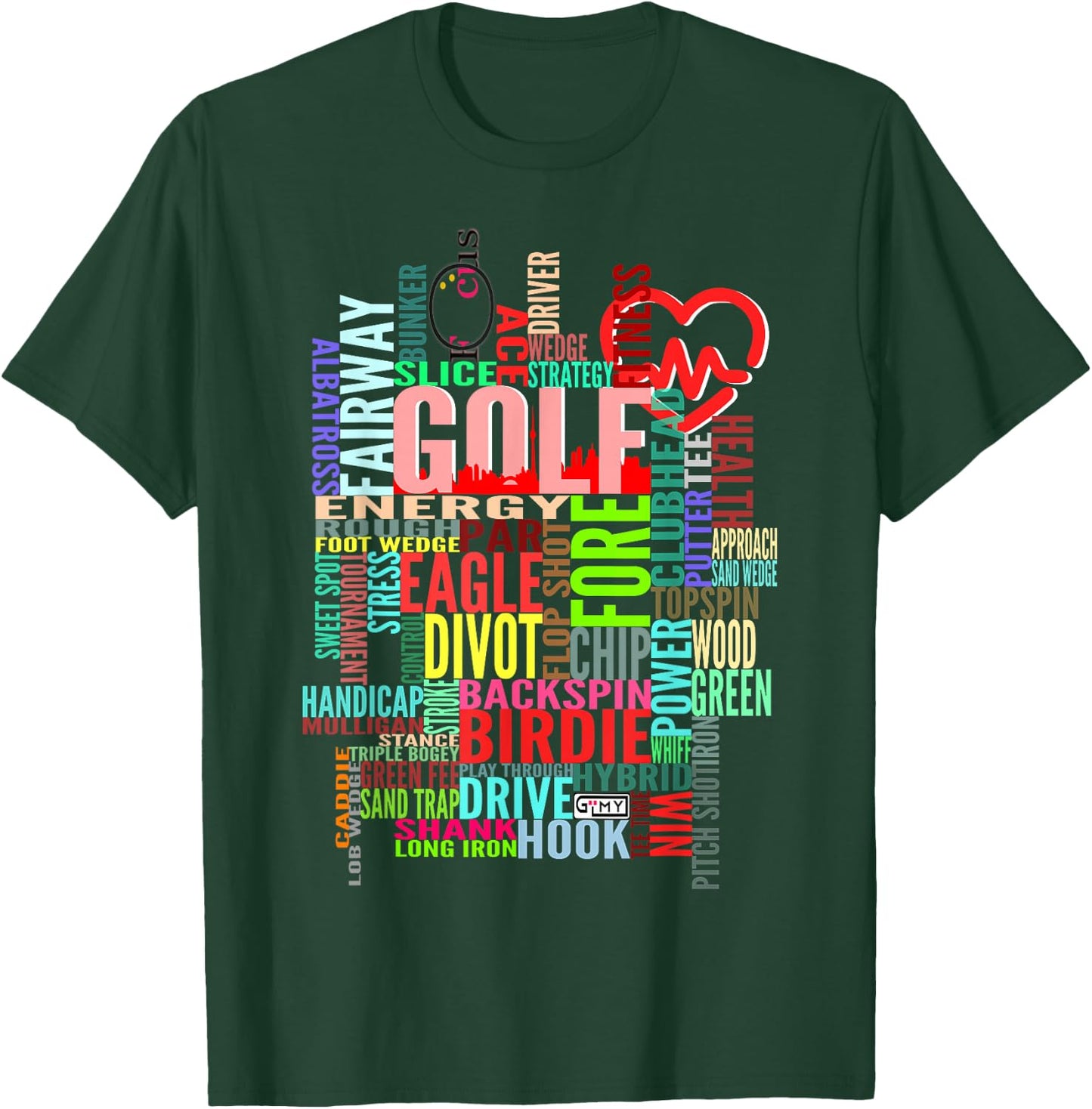 Colorful Golf Word Cloud Funny Golfer Design T-Shirt - T-Shirt | Forest