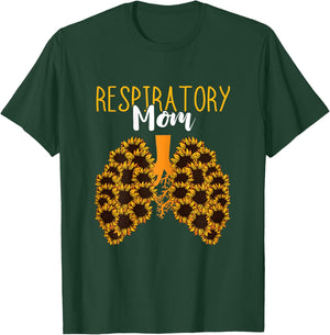 Respiratory Therapist RT Respiratory Mom Sunflower Lungs T-Shirt - T-Shirt | Forest