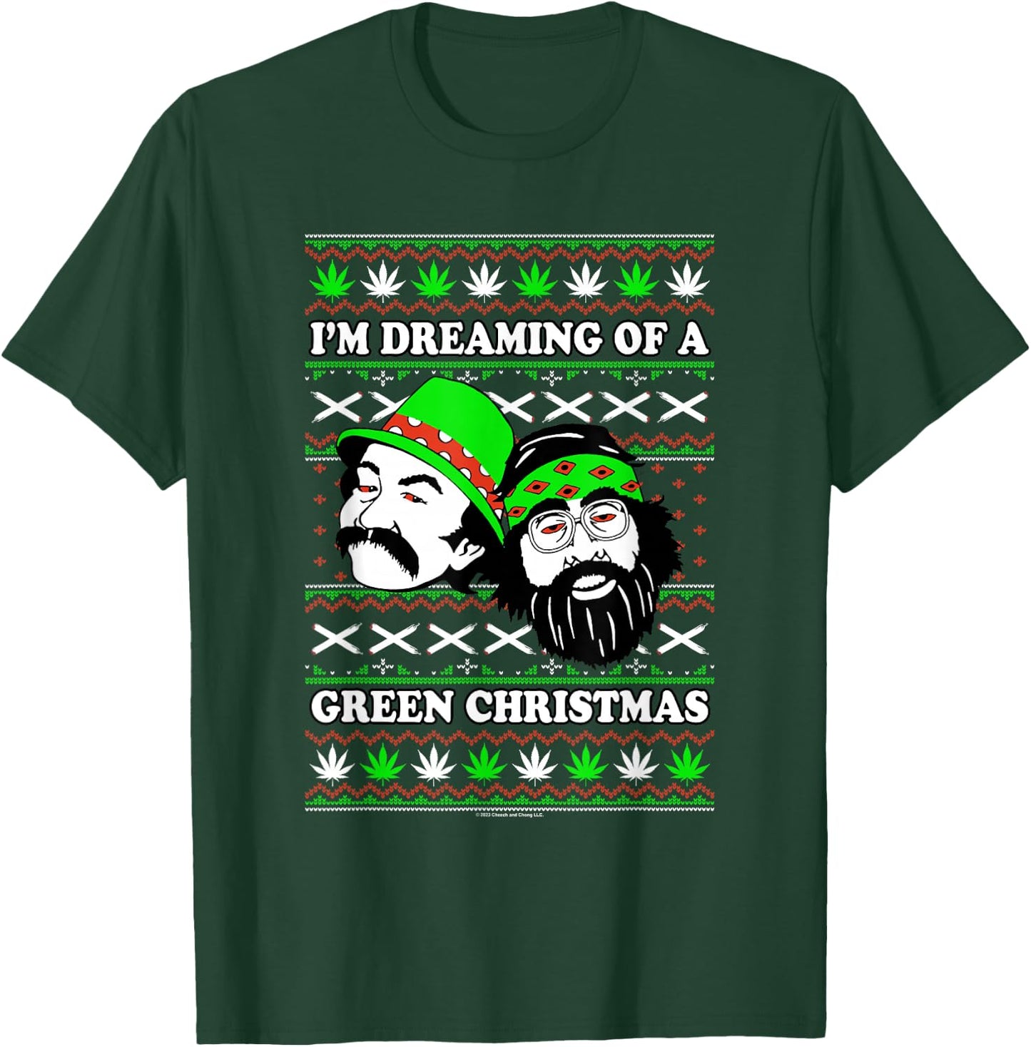 Cheech & Chong Christmas I'm Dreaming Of A Green X-Mas T-Shirt - T-Shirt | Forest