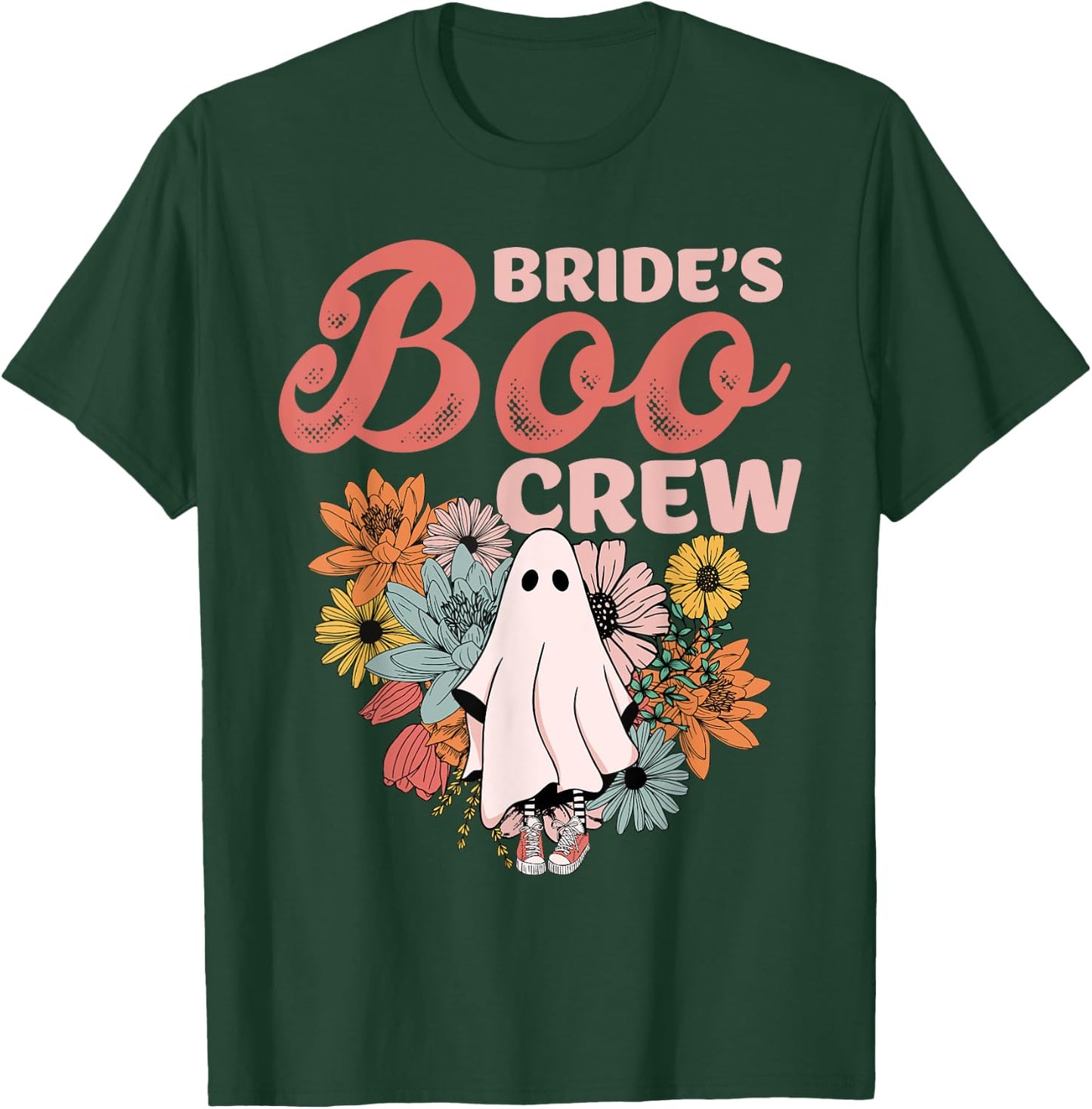 Bride's Boo Crew Floral Ghost Wedding Bachelorette Halloween T-Shirt - T-Shirt | Forest