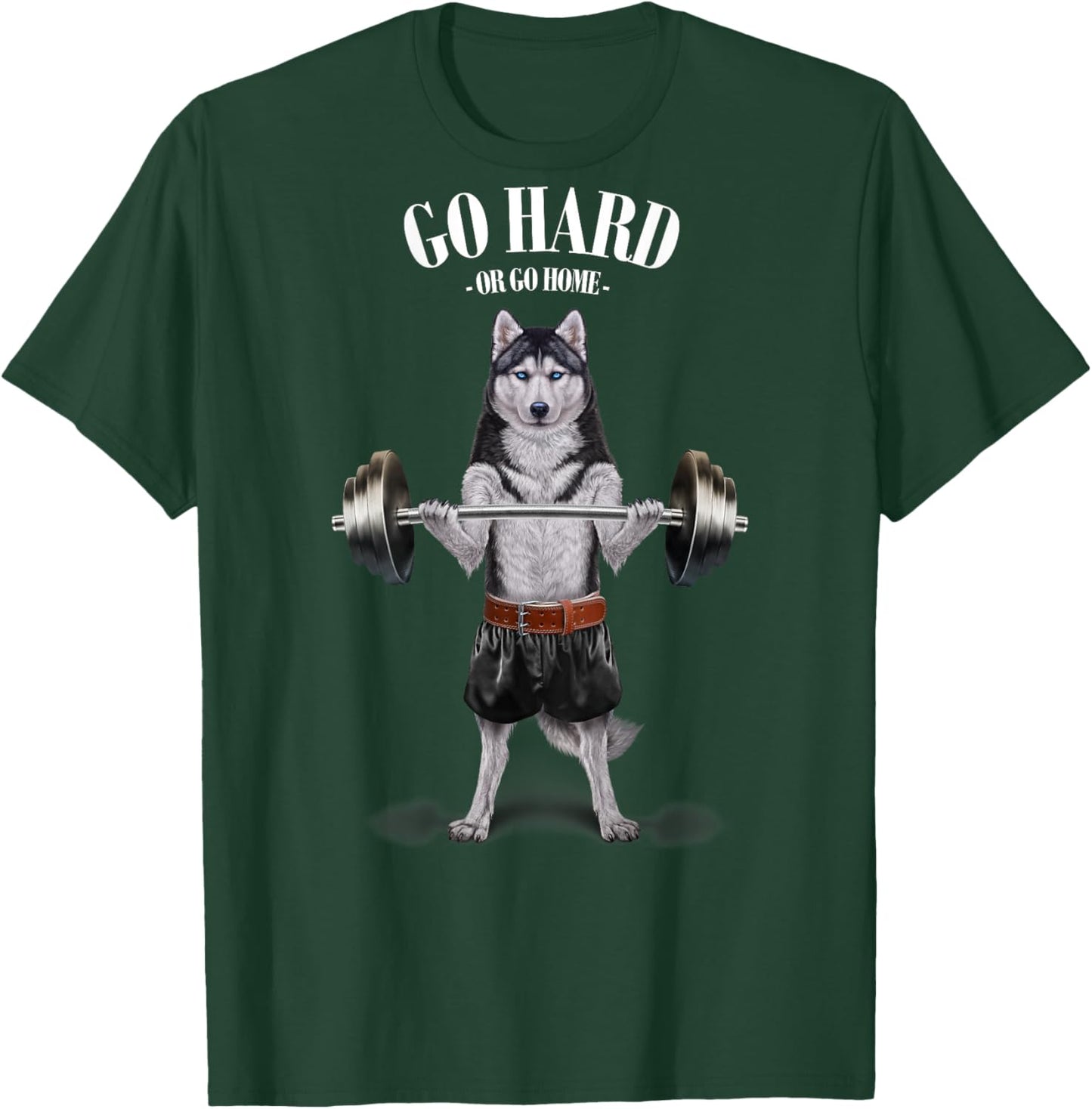 Siberian Husky Dog Weightlifting in Fitness Gym T-Shirt - T-Shirt | Forest