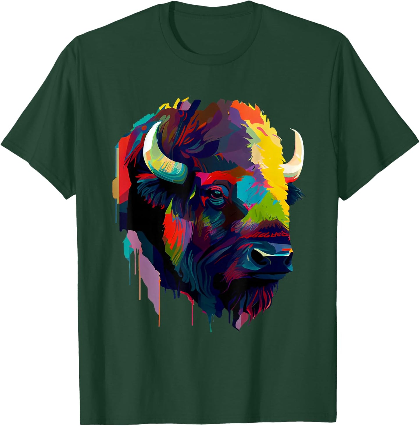 American Bison Lover Colorful Pop Art American Buffalo Bison T-Shirt - T-Shirt | Forest