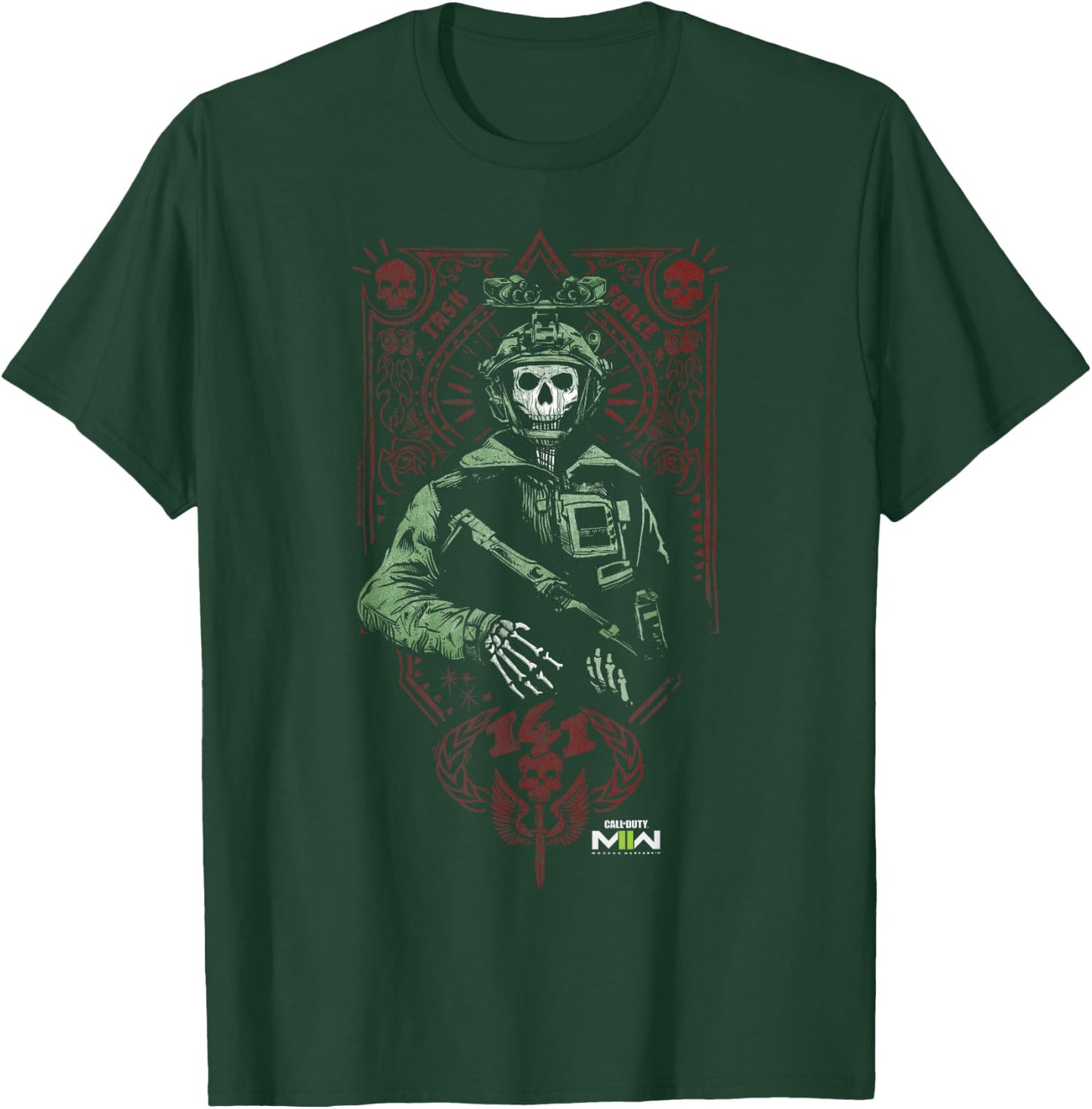 Call of Duty: Modern Warfare 2 Ghost Playing Card Portrait T-Shirt - T-Shirt | Forest