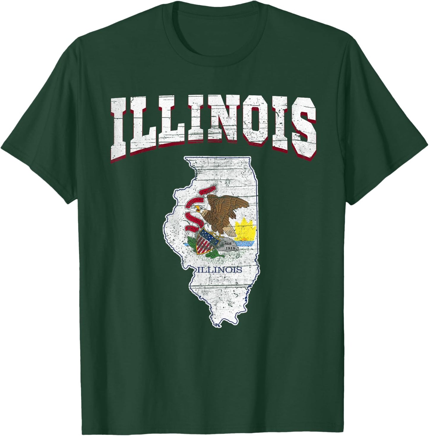 US Citizen Proud America State Flag Land Map Illinois T-Shirt - T-Shirt | Forest