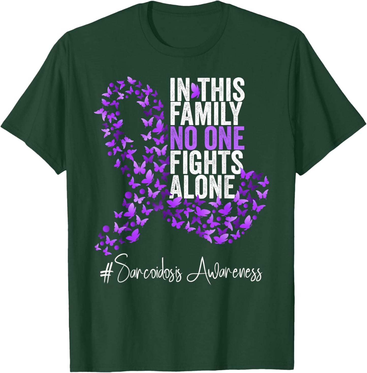 Sarcoidosis Awareness Month Purple Ribbon T-Shirt - T-Shirt | Forest