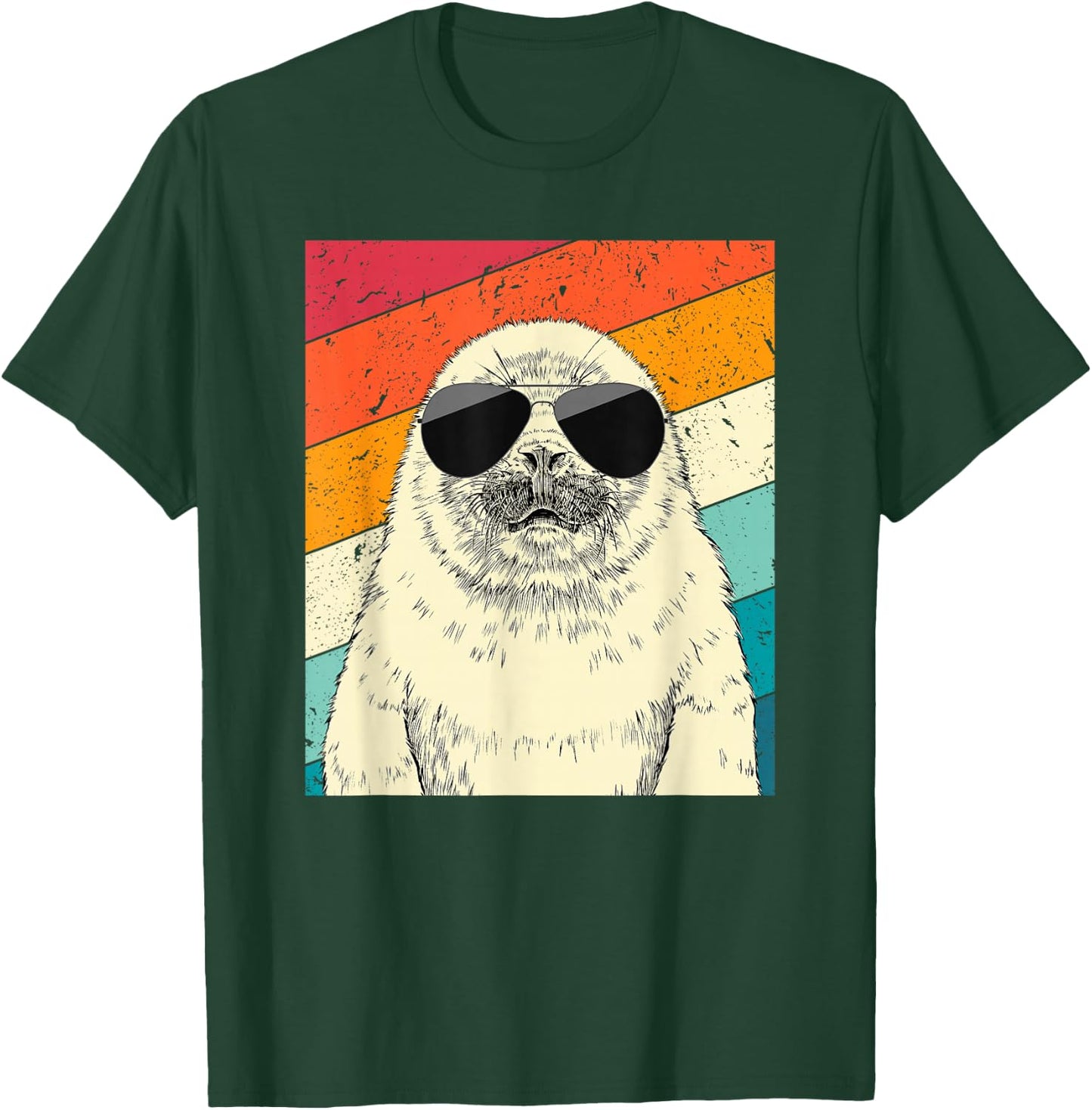 Retro Vintage Seal with Sunglasses Animal Lovers T-Shirt - T-Shirt | Forest