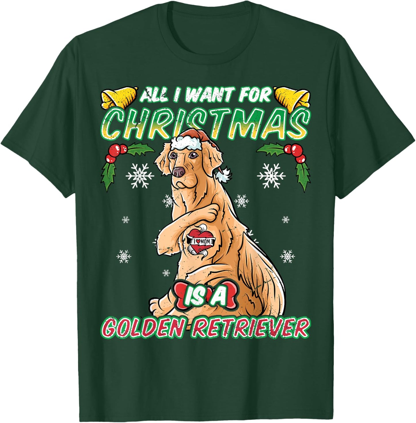 All I Want For Christmas Is A Golden Retriever Santa Claus T-Shirt - T-Shirt | Forest