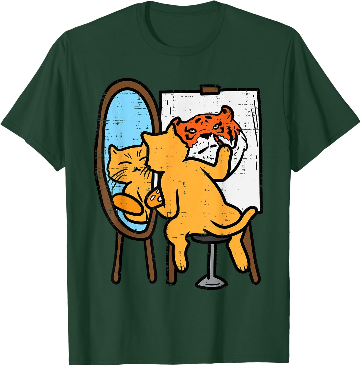 Cat Painting Tiger Funny Humor Inspirational Men Women Kids T-Shirt - T-Shirt | Forest