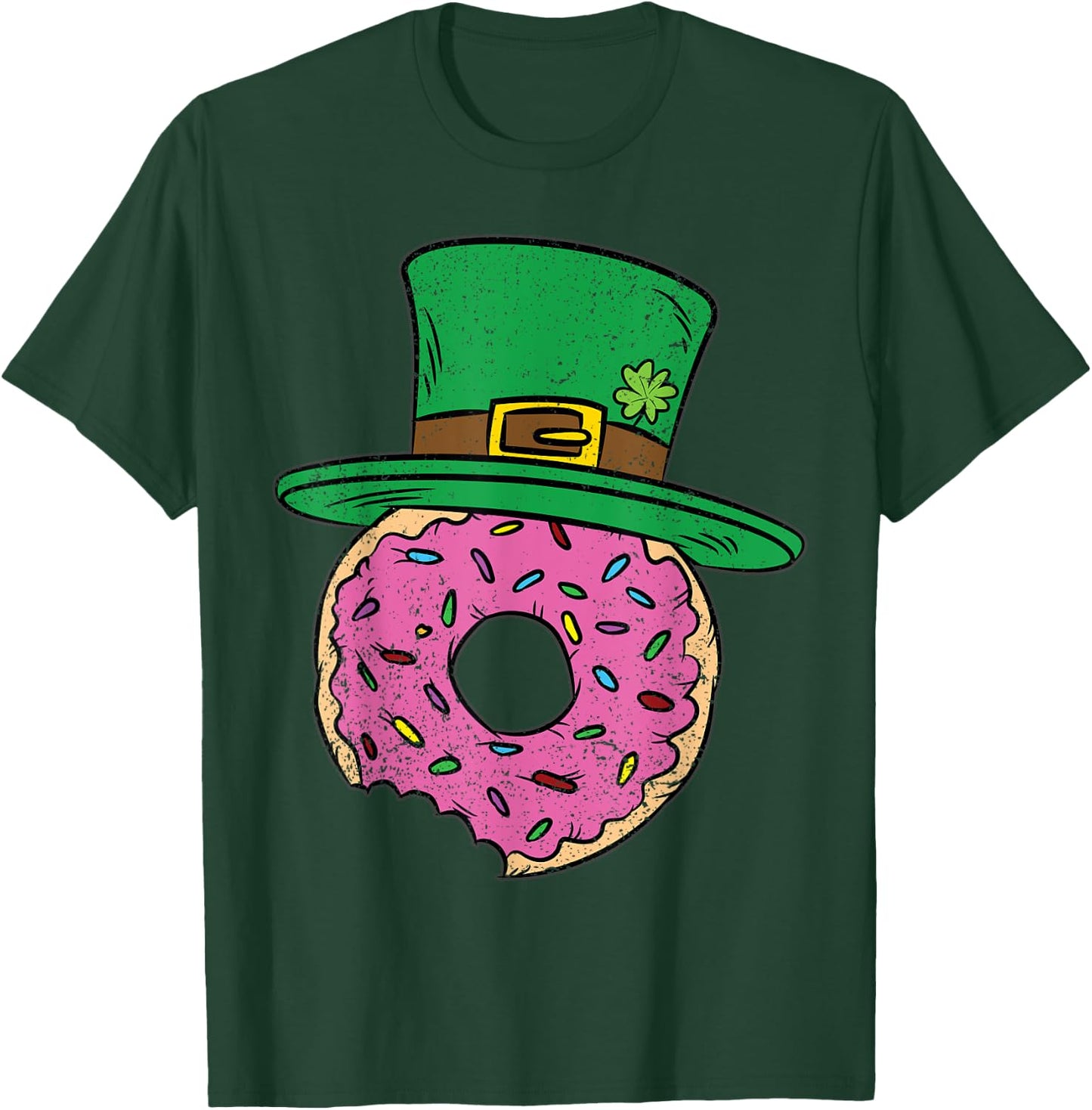 Irish Donut St Patricks Day Doughnut Leprechaun Hat Shamrock T-Shirt - T-Shirt | Forest