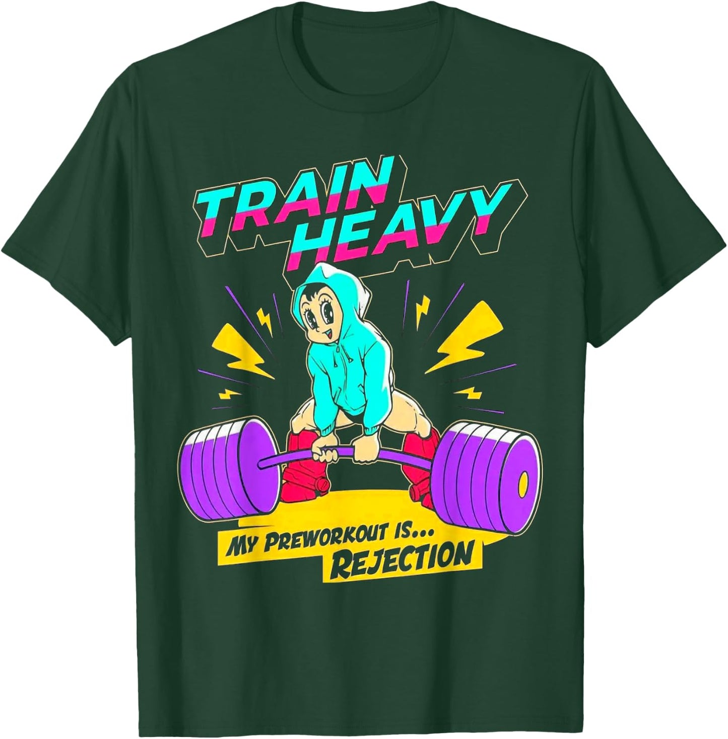 Train Heavy My Pre-Workout Is Rejection Gym Bodybuilding T-Shirt - T-Shirt | Forest