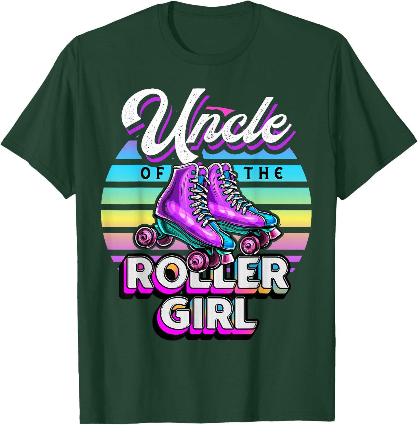 Uncle of Roller Girl Roller Skating Birthday Matching Family T-Shirt - T-Shirt | Forest
