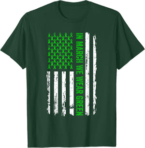 In March We Wear Green USA Flag Cerebral Palsy CP Awareness T-Shirt - T-Shirt | Forest