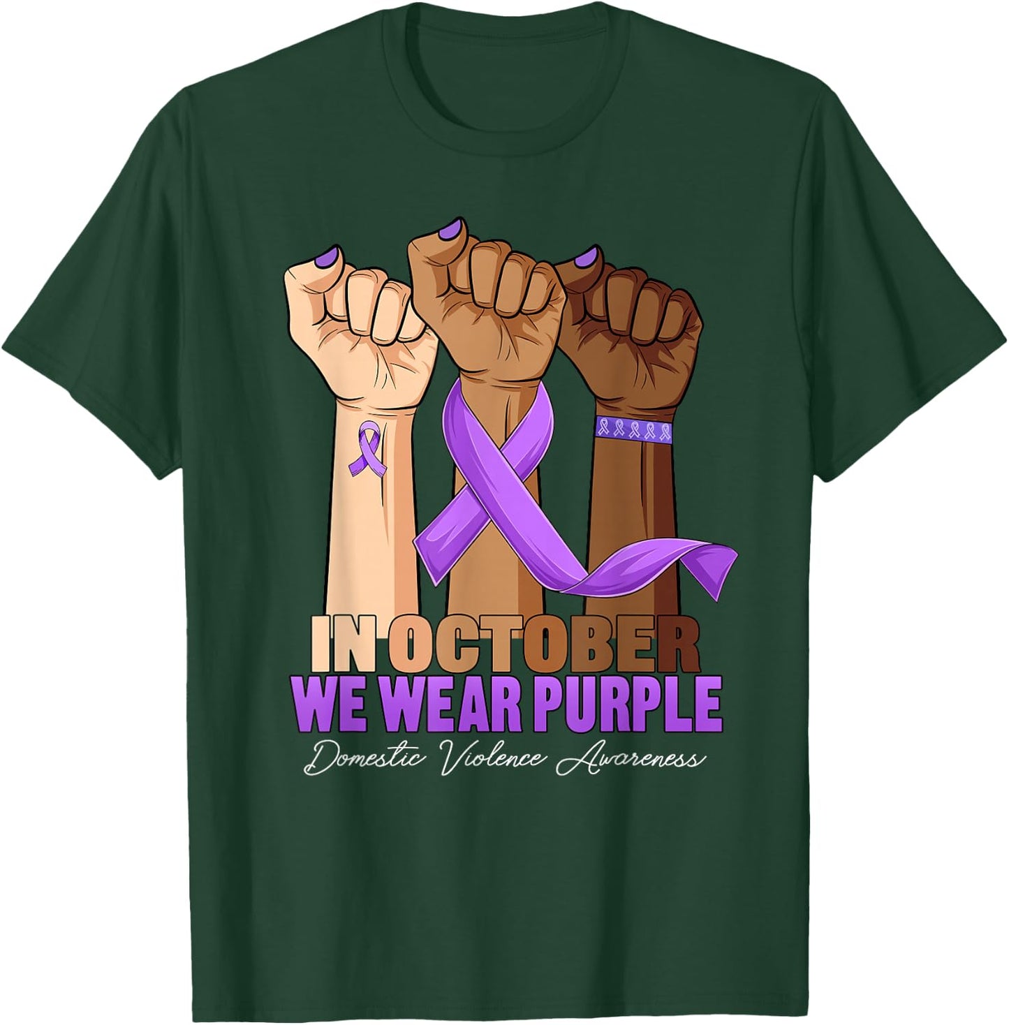 Hand In October Purple dv Domestic Violence Awareness Month T-Shirt - T-Shirt | Forest