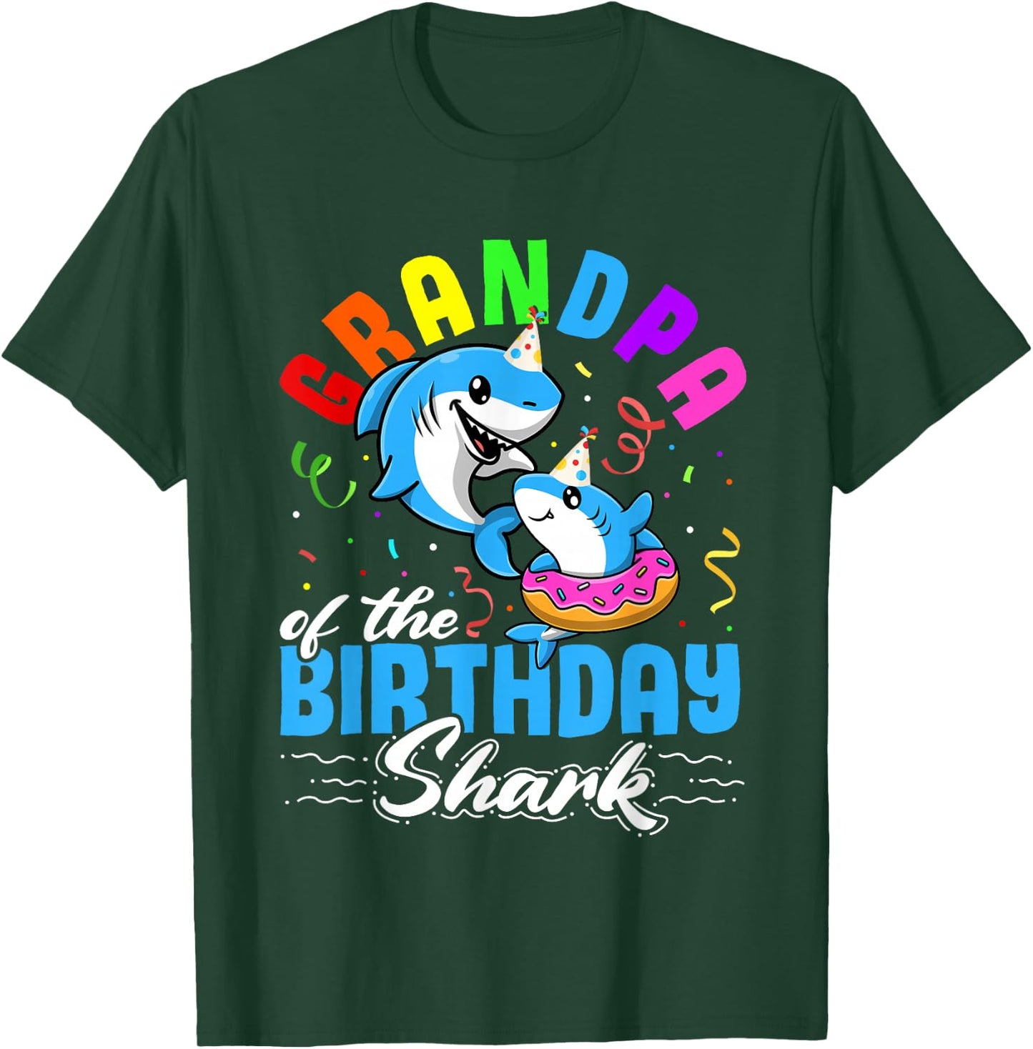 Grandpa of the Birthday Shark T-Shirt - T-Shirt | Forest