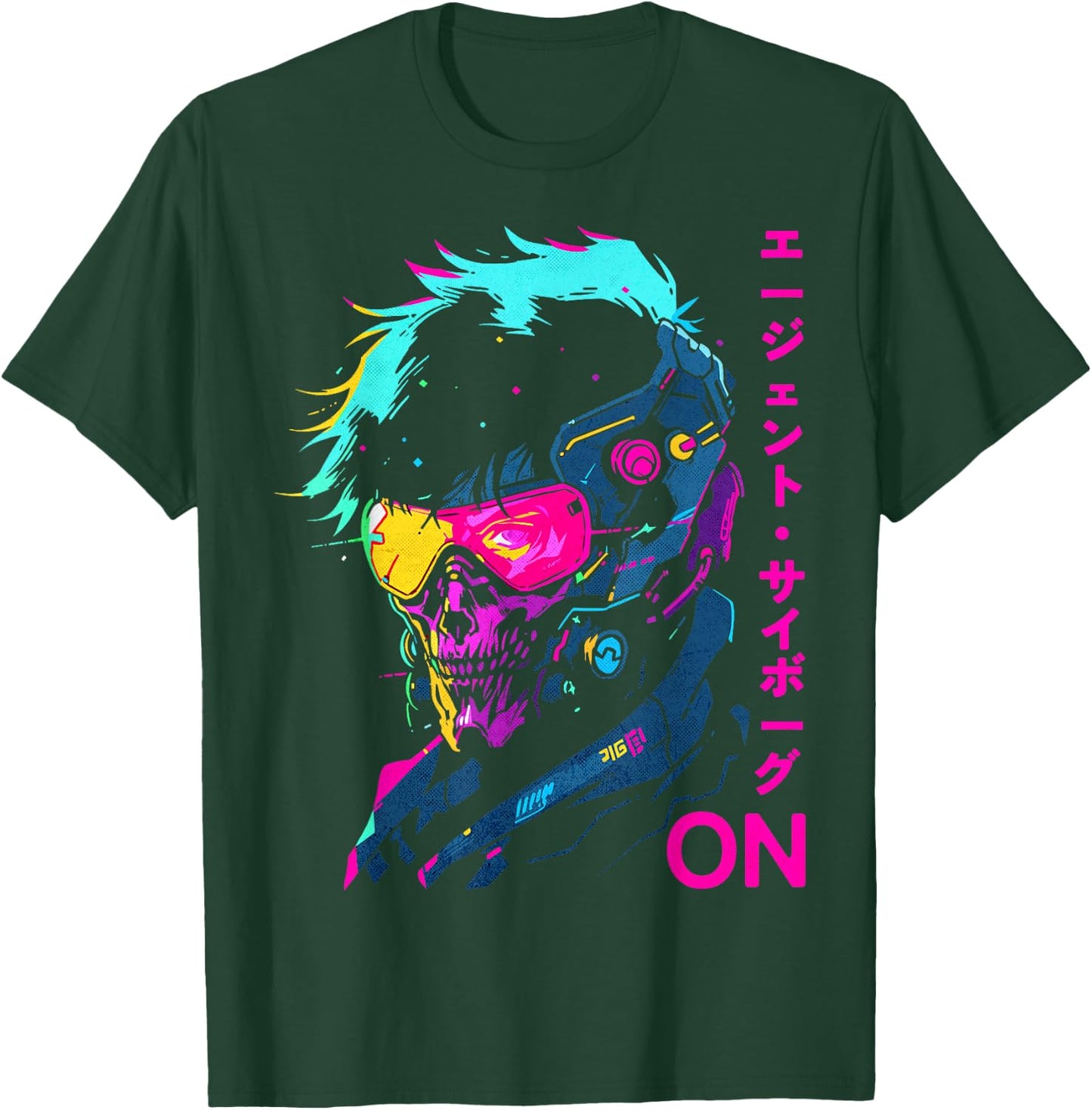 Japanese Cyborg Agent Futuristic Cyberpunk Style T-Shirt - T-Shirt | Forest