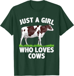 Cool Cow Design Girls Cow Lover Farmer Farm Animal T-Shirt - T-Shirt | Forest