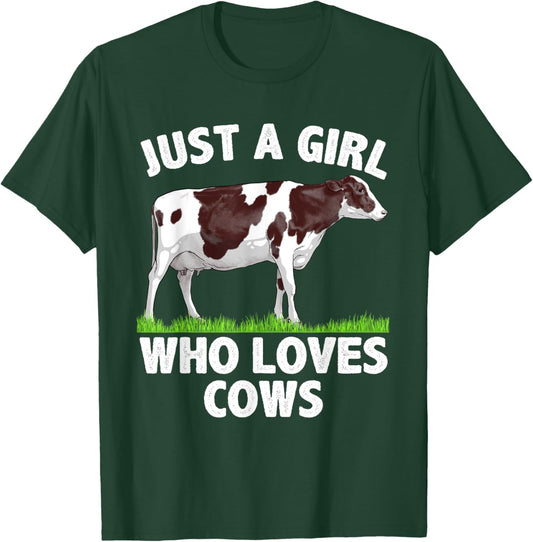 Cool Cow Design Girls Cow Lover Farmer Farm Animal T-Shirt - T-Shirt | Forest