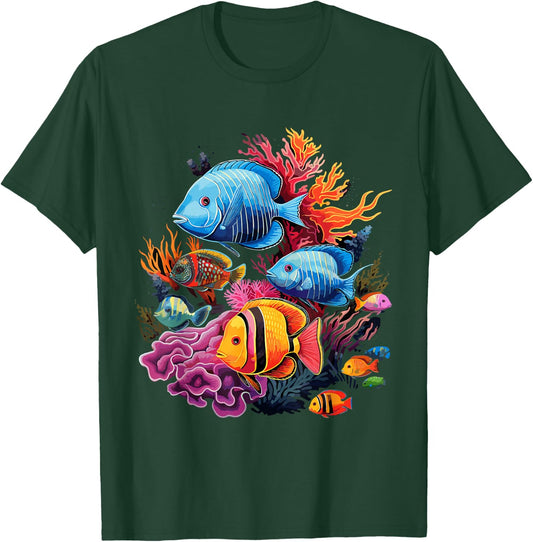 colorful tropical Fish on a coral reef Marine Life T-Shirt - T-Shirt | Forest